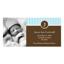 Annonces de naissance de monogramme et de rayures cartes de vœux avec photo