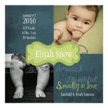 Annonces de naissance de neige d'Élijah Bristols Personnalisés