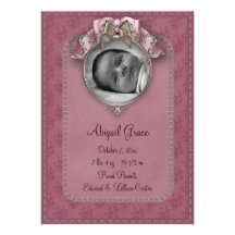 Annonces de naissance de photo de bébé de rose de  faire-parts