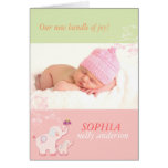 Annonces de naissance de photo de bébé d'éléphants cartes de vœux