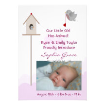 Annonces de naissance de photo de Birdsnest de béb Invitations Personnalisables