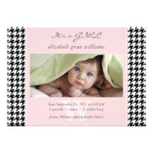 Annonces de naissance de pied-de-poule cartons d'invitation personnalisés