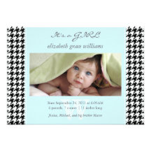 Annonces de naissance de pied-de-poule invitations personnalisées