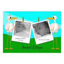 Annonces polaroïd de naissance de photo des cigogn bristols personnalisés
