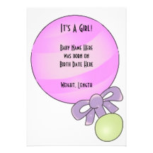 Annonces roses de bébé de hochet invitation