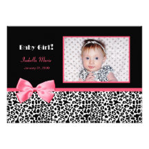Annonces roses et noires à la mode de naissance de invitations