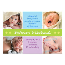 announcment vert de naissance de 4 images faire-part
