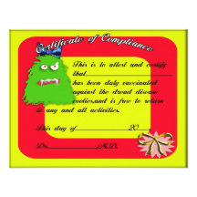 anti-cootie certificat faire-part