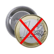 Anti euro devise, 1 euro rouge de pièce de monnaie badges