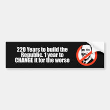 Anti-Obama - 220 ans pour établir la république, 1 Autocollant Pour Voiture