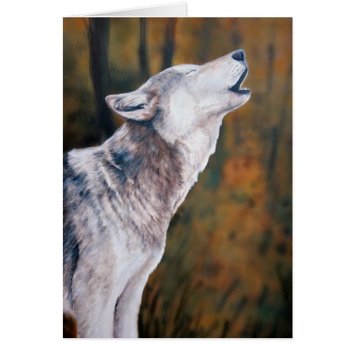 "Appel" du carte pour notes sauvage d'art de loup