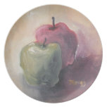 Apple vert pomme rouge plaquent assiettes pour soirée