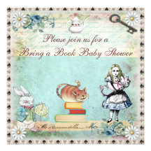 Apportez un livre Alice dans le baby shower du pay Invitations Personnalisées