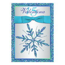 Aqua, argent, invitation bleu de Quinceanera de fl