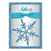 Aqua, argent, invitation bleue d'anniversaire de f