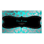 Aqua baroque de damassé d'argent de Faux de PixDez Carte De Visite