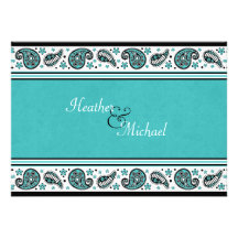 Aqua, blanc, et faire-part de mariage de Paisley d