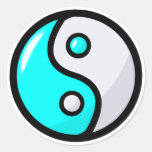 Aqua brillant Yin Yang dans l'équilibre Autocollants Ronds