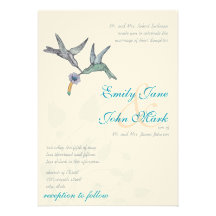 Aqua et faire-part de mariage de corail d'oiseaux 
