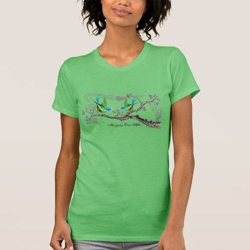 Aqua et heureusement pour toujours pièce en t vert t-shirts