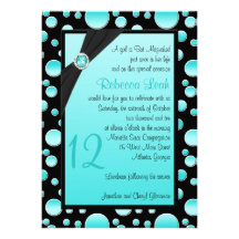 Aqua et invitation noire de bat mitzvah de point d