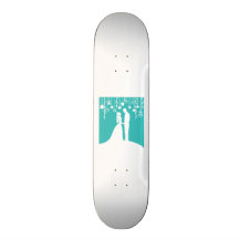 Aqua et silhouettes blanches de mariage de jeunes  skateboard customisable