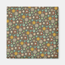 Aqua floral Brown de motif d'automne d'amusement j Aimant