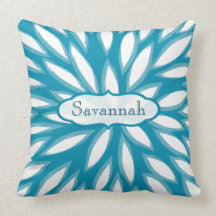 Aqua lumineux turquoise de fleur d'éclat d'étoile  coussin
