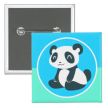 Aqua mignon de panda de bande dessinée badges