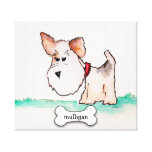 Aquarelle de Fox Terrier avec le nom Toiles Tendues Sur Châssis