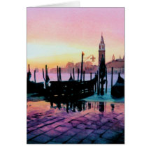 Aquarelle de la gondole "de St Mark de lever de so Carte