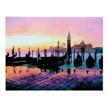 Aquarelle de la gondole "de St Mark de lever de so Carte Postale