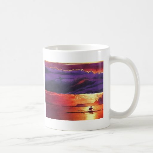 Aquarelle de paysage marin "emballant Sun" Mugs À Café