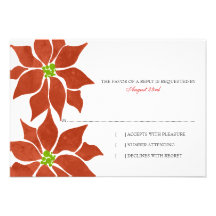 Aquarelle de poinsettia d'hiver cartons d'invitation personnalisés