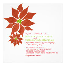Aquarelle de poinsettia d'hiver carton d'invitation