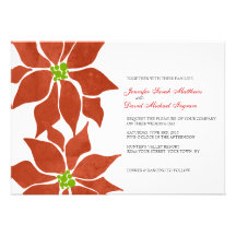 Aquarelle de poinsettia d'hiver invitation personnalisée