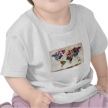 Aquarelle urbaine de carte du monde t-shirts