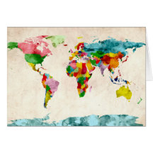 Aquarelles de carte du monde