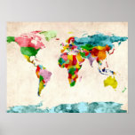 Aquarelles de carte du monde posters