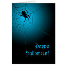 Araignée noire heureuse de Halloween sur le Web Cartes De Vœux