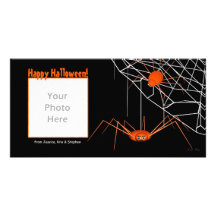 Araignées oranges de Halloween Cartes Avec Photo