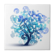 Arbre bleu carreau