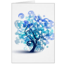 Arbre bleu carte de vœux
