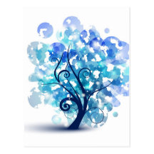 Arbre bleu cartes postales