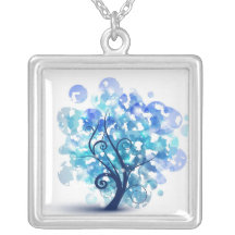 Arbre bleu collier personnalisé