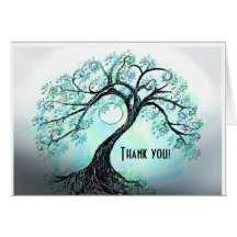 Arbre bleu de carte de remerciements de la vie