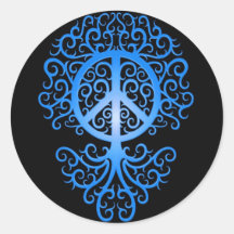 Arbre, bleu et noir de paix autocollants