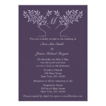 Arbre d'aubergine du mariage de la vie invitation personnalisable