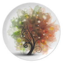 Arbre d'automne assiette pour soirée
