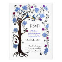 Arbre de bleu/de blanc de la vie RSVP Cartons D'invitation Personnalisés